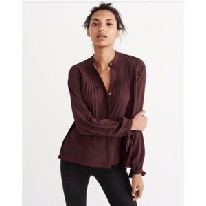 Abercrombie & Fitch Burgundy Pleated Blouse NWT L